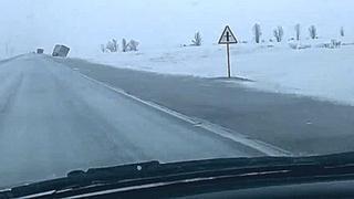 Последствия бурана на трассе Астана-Караганда